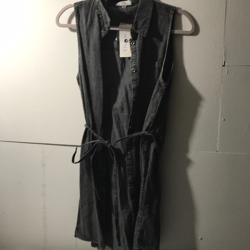 Acid wash black denim shirt